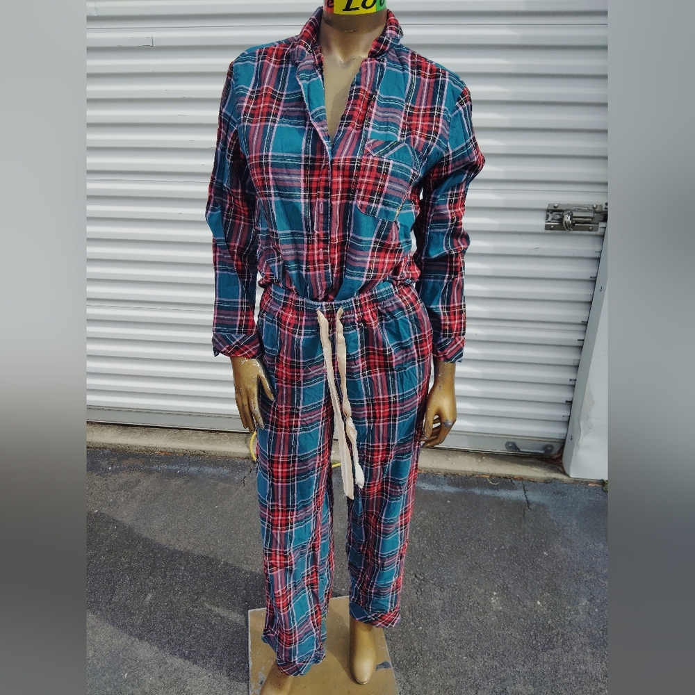 Victoria's Secret Teal and Red Plaid Men's Shirt